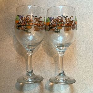 Set of (2) Halloween wine glasses